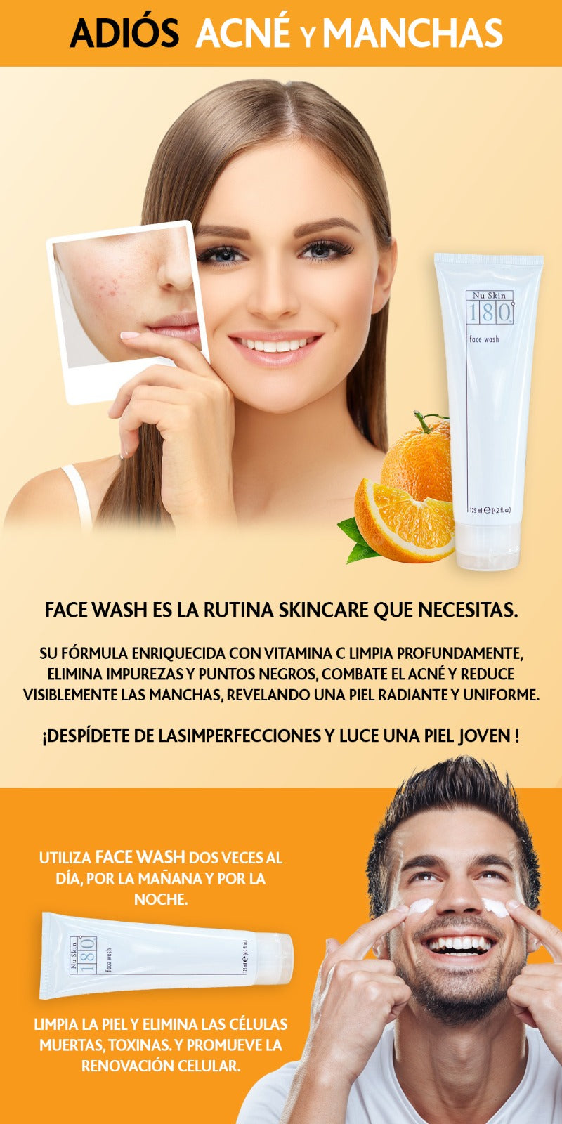 FACE WASH 180 - ELIMINA MANCHAS Y ACNE ⭐⭐⭐⭐⭐